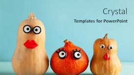  Presentation with faces - Beautiful presentation theme featuring funny-pumpkins-with-faces backdrop and a light blue colored foreground