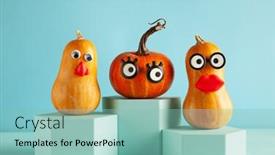  Presentation with pastel - Cool new theme with funny-pumpkins-with-faces backdrop and a mint green colored foreground