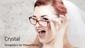  Presentation with ceremony - Cool new slide deck with funny red haired bride is backdrop and a  colored foreground