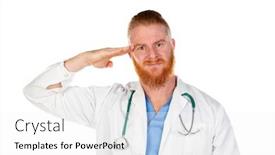  Presentation with funny - Cool new PPT layouts with funny-redhead-doctor-isolated backdrop and a white colored foreground