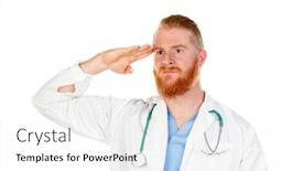  Presentation with funny - Amazing PPT theme having funny-redhead-doctor-isolated backdrop and a white colored foreground