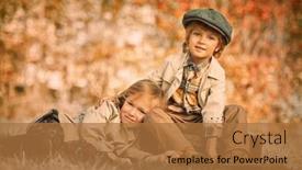  Presentation with kids fashion - Colorful presentation theme enhanced with funny-romantic-kids-boy backdrop and a coral colored foreground