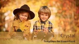  Presentation with kids fashion - Beautiful presentation theme featuring funny-romantic-kids-boy backdrop and a gold colored foreground