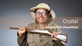  Presentation with safari - Theme consisting of funny safari hunter with rifle background and a coral colored foreground