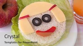  Presentation with sandwich - Beautiful presentation theme featuring funny sandwich for a child backdrop and a yellow colored foreground
