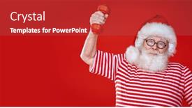  Presentation with sparkling - Cool new presentation theme with funny-santa-claus-doing-exercises backdrop and a gray colored foreground