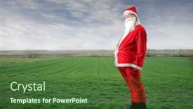  Presentation with santa - Slides featuring funny-santa-in-a-grass background and a tawny brown colored foreground