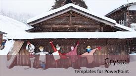  Presentation with world heritage sites - Cool new presentation theme with funny scarecrows at historic japanese backdrop and a violet colored foreground