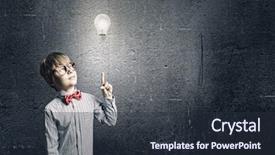  Presentation with glasses - Cool new PPT theme with funny school - genius boy in red glasses backdrop and a  colored foreground