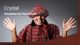  Presentation with clothing - PPT layouts consisting of funny-scotsman-in-traditional-clothing background and a dark gray colored foreground