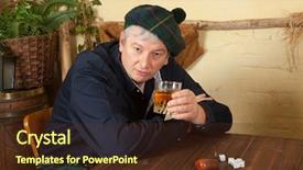  Presentation with kilt - PPT theme featuring drinking a glass of whisky background and a tawny brown colored foreground