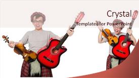  Presentation with music instrument - Beautiful presentation theme featuring funny scotsman with musical instrument backdrop and a  colored foreground