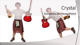  Presentation with musical instrument - Presentation design consisting of funny scotsman with musical instrument background and a  colored foreground