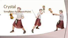  Presentation with musical instrument - PPT layouts having funny scotsman with musical instrument background and a  colored foreground