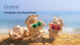  Presentation with sea shells - Presentation theme enhanced with funny-shells-with-eyes background and a light blue colored foreground