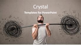  Presentation with chaos - Presentation theme featuring funny skinny guy defeating chaos situation background and a gray colored foreground