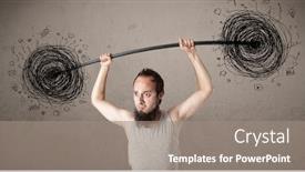  Presentation with chaos - Presentation design with funny-skinny-guy-defeating-chaos background and a gray colored foreground