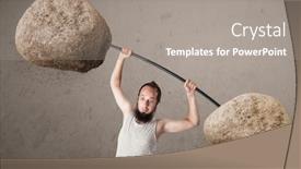  Presentation with rock stone - PPT layouts having funny-skinny-guy-lifting background and a gray colored foreground