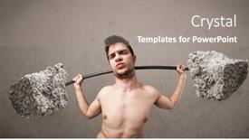  Presentation with rock stone - Audience pleasing slide set consisting of funny-skinny-guy-lifting backdrop and a gray colored foreground