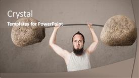  Presentation with rock stone - Audience pleasing slide deck consisting of funny-skinny-guy-lifting backdrop and a gray colored foreground