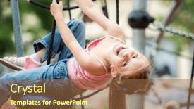  Presentation with playground - Presentation featuring funny-smiling-little-girl-playing background and a tawny brown colored foreground