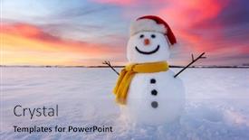  Presentation with happy new year - Beautiful PPT theme featuring funny-snowman-in-santa-hat backdrop and a light blue colored foreground