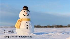  Presentation with christmass - Slide deck with funny-snowman-in-stylish-black background and a light blue colored foreground