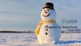  Presentation with happy new year - Presentation design consisting of funny-snowman-in-stylish-black background and a light blue colored foreground