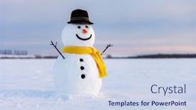  Presentation with happy new year - Slide set with funny-snowman-in-stylish-black background and a sky blue colored foreground