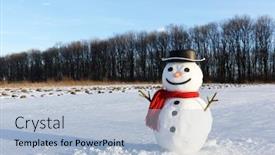  Presentation with happy new year - PPT theme enhanced with funny-snowman-in-stylish-black background and a light blue colored foreground
