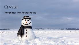  Presentation with christmass - PPT theme enhanced with funny-snowman-in-stylish-hat background and a light blue colored foreground