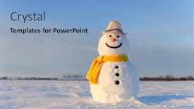  Presentation with happy new year - Amazing slide set having funny-snowman-in-stylish-hat backdrop and a light blue colored foreground