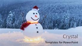  Presentation with christmas red - Presentation theme having funny-snowman-in-stylish-red background and a  colored foreground