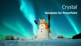  Presentation with aurora borealis northern lights - Theme enhanced with funny-snowman-in-stylish-red and a ocean colored foreground