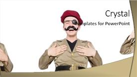  Presentation with military soldier leader - Beautiful PPT theme featuring funny soldier in military concept backdrop and a lemonade colored foreground