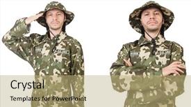  Presentation with brown sugar isolated on white - Audience pleasing slides consisting of police comics - funny soldier isolated on white backdrop and a  colored foreground