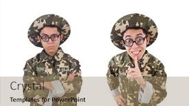  Presentation with funny - Cool new slides with funny-soldier-isolated backdrop and a coral colored foreground