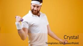  Presentation with exercise kids kid doing fitness - Presentation design with funny sportsman which doing exercise background and a gold colored foreground