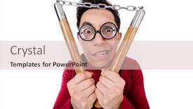  Presentation with funny - Cool new slides with funny-sportsman-with-nunchuks-isolated backdrop and a lemonade colored foreground