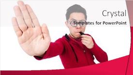  Presentation with whistle - Colorful slide deck enhanced with funny sportsman with whistle isolated on white backdrop and a white colored foreground