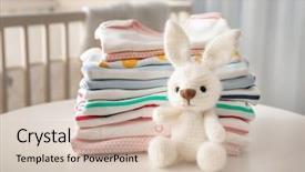  Presentation with knitted clothes - Theme with funny stacks - knitted toy bunny and baby background and a lemonade colored foreground