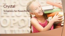  Presentation with stack-books - Cool new slides with funny stacks - little schoolgirl with stack backdrop and a lemonade colored foreground