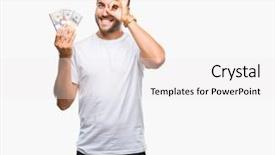  Presentation with stack - Cool new presentation theme with funny stacks - young handsome man holding stack backdrop and a white colored foreground