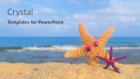  Presentation with fishes - PPT theme featuring funny-star-fishes-with-eyes background and a light blue colored foreground