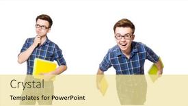  Presentation with funny - Slide deck with funny-student-isolated-on-white background and a blonde colored foreground