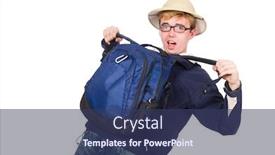  Presentation with safari - Beautiful PPT theme featuring funny student wearing safari hat backdrop and a ocean colored foreground