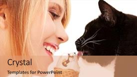  Presentation with ice cream food truck - Presentation theme enhanced with funny summer - picture of lovely girl background and a coral colored foreground