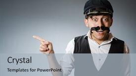  Presentation with wearing swimming goggles and cap - PPT layouts featuring funny taxi driver wearing peaked background and a light blue colored foreground