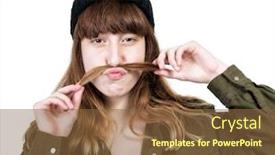  Presentation with teen girl - Slide deck having funny-teen-girl-makes-mustache background and a  colored foreground