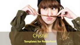  Presentation with teen girl - PPT theme enhanced with funny-teen-girl-makes-mustache background and a  colored foreground